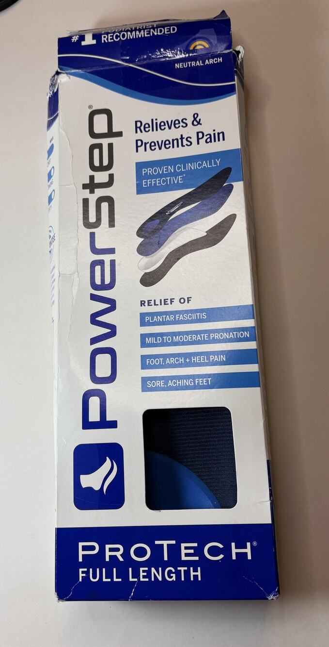 Men's Power Step Orthotics Full Insoles Size 14-15 K Plantar Fasciitis Open Box